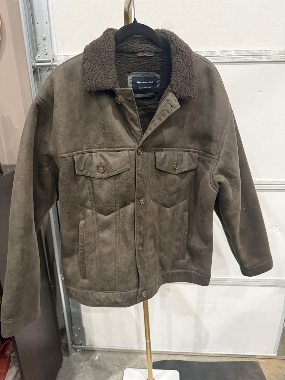 Abercrombie & Fitch Olive-Brown Sherpa Collar Jacket